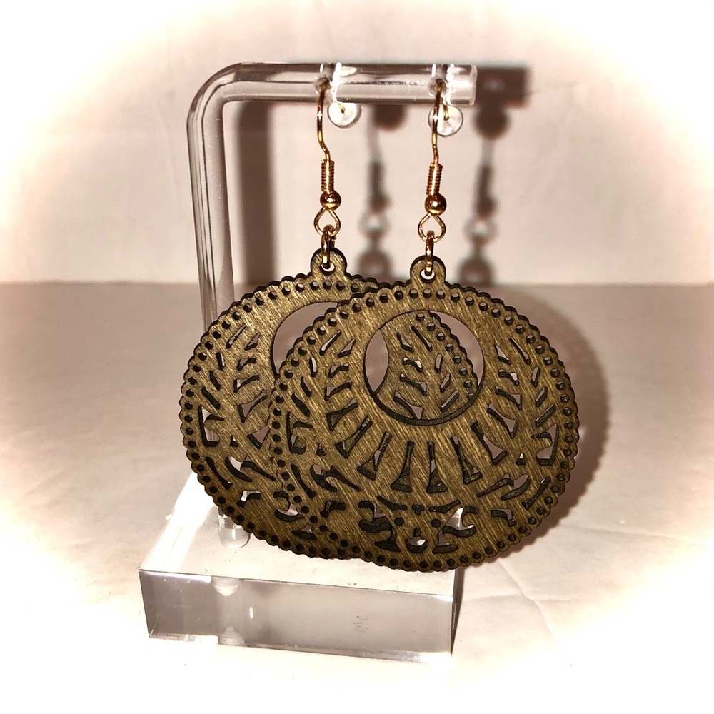 NEW! Boho Style Round Wooden Engraved Drop Dangle Pierced Fashion Earrings